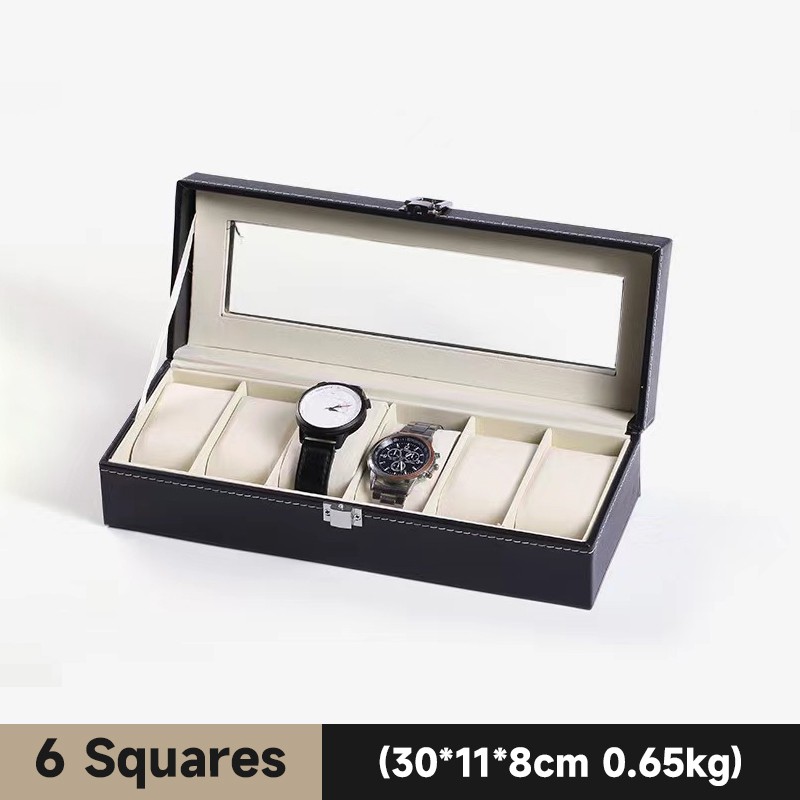 Mens Watch Box Display Case Storage Organiser PU Leather Holder Glass Top Gift