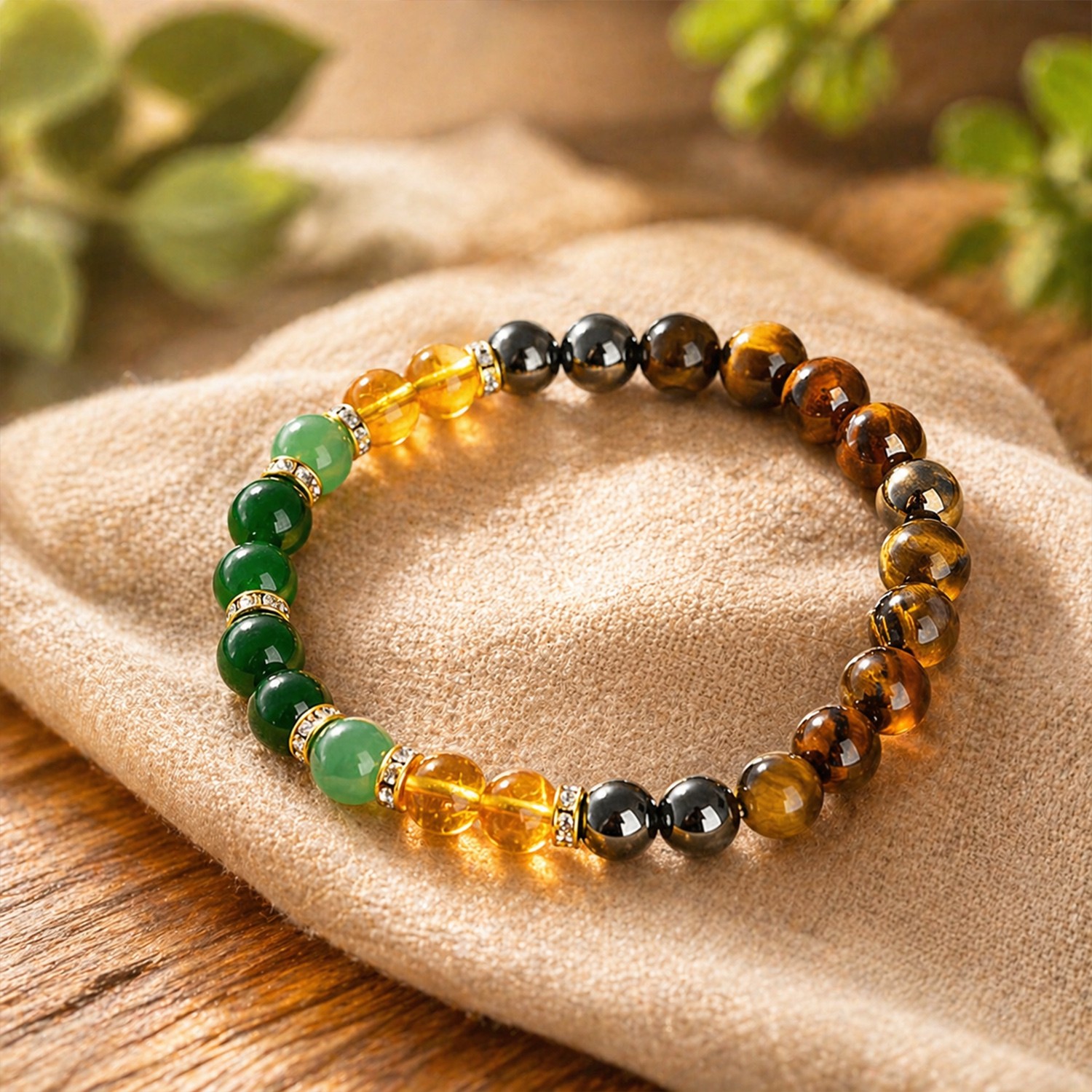 Stretchable Money Gemstone Bracelet Beads Attract Wealth for Women Men Gifts