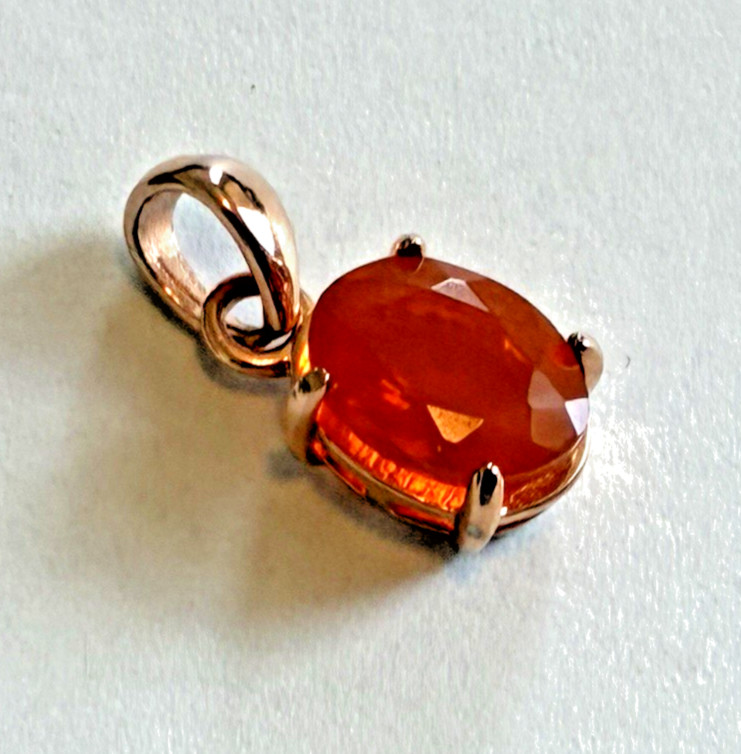 1.06 Ct. 9x7mm VS Oval Natural Orange Fire Opal Silver/RoseGold PlatingPendant