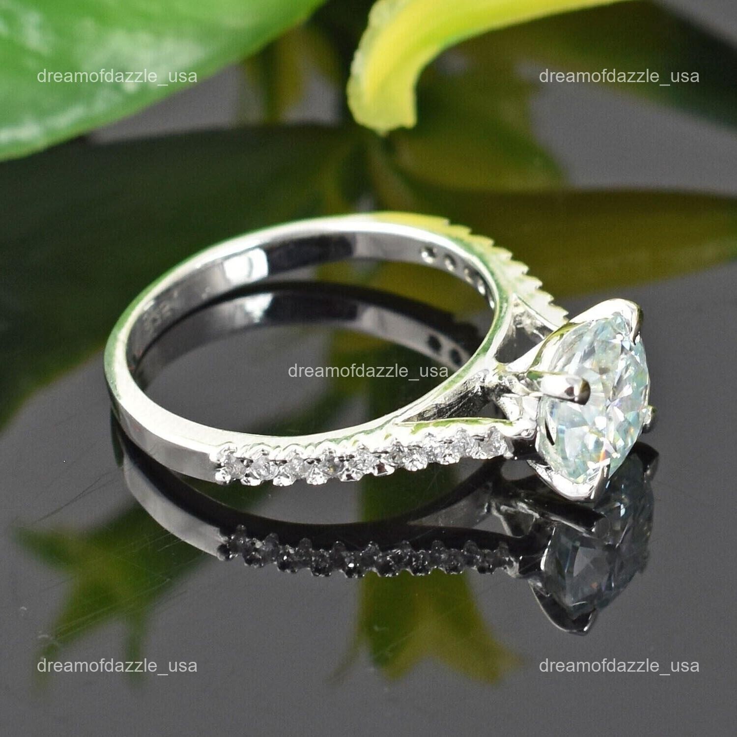 Diamond Resilient Lady Solitaire with Accents Sister Ring Jewelry 14K White Gold