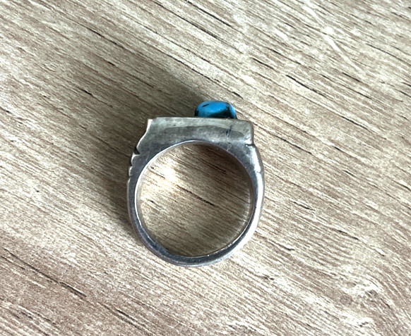 Vintage Southwestern BLUE TURQUOISE & RED CORAL Ring-Size 10-VERY NICE!!