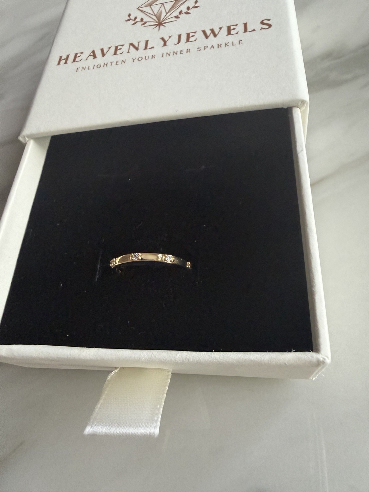 18k Gold Plated 925 Sterling Silver Filled Cubic Zircona Dainty Thin Ring Gift