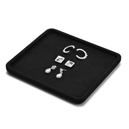 Microfiber Jewelry Display Flat Tray for Rings Earrings 20 * 18 * 1.5cm Black