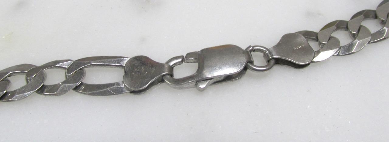 Sterling Silver Flat Figaro Link Chain / Necklace ~ 22″ ~ 27.7g ~ 2-F278
