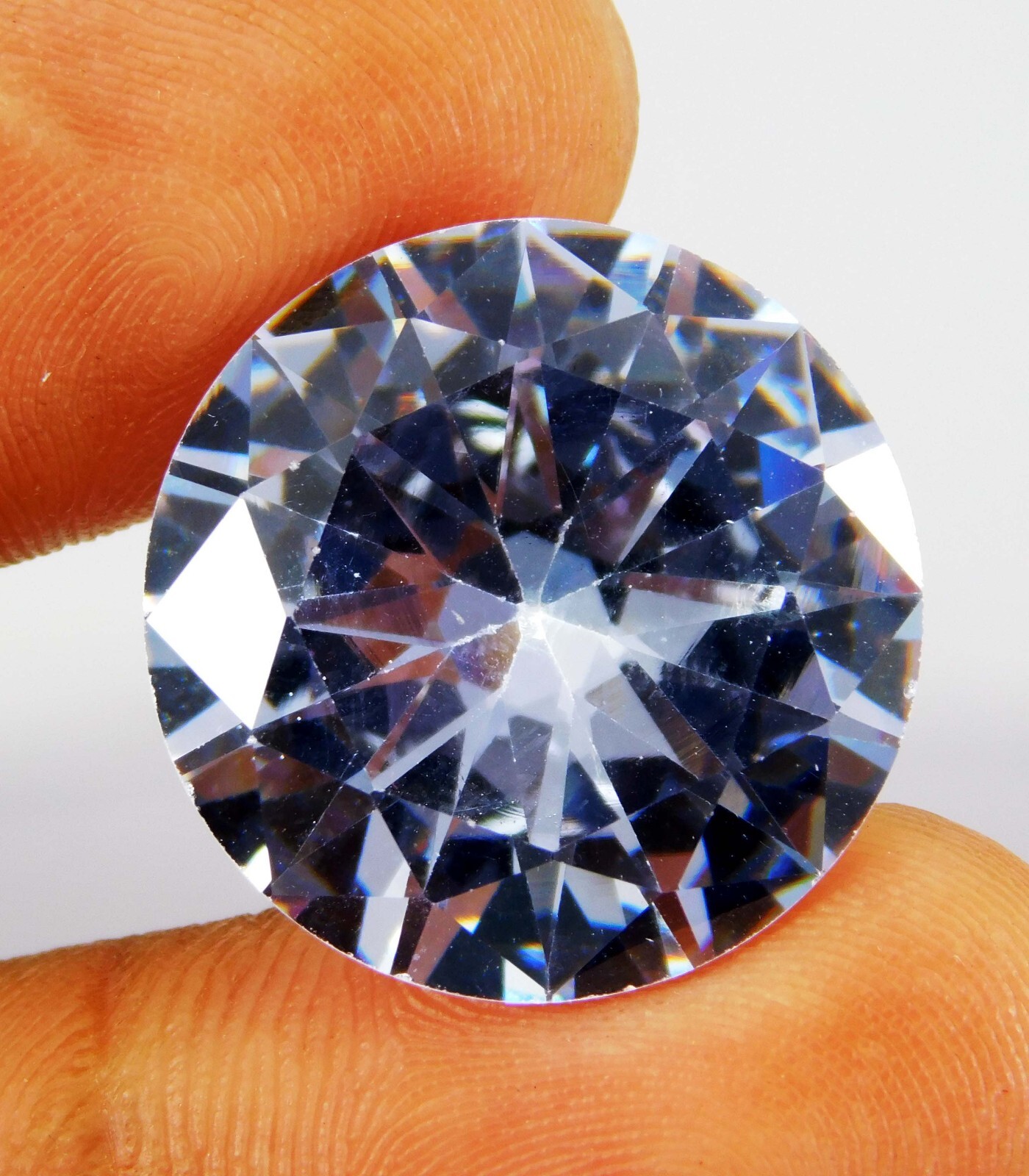 Natural 32.45 Ct Cambodian White Zircon Round Cut Loose Gemstone