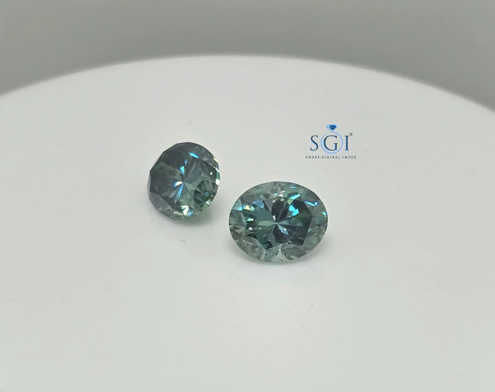 8.40CT Natural Green Oval Moissanite 9x11mm VVS1 Loose Gemstone Pair