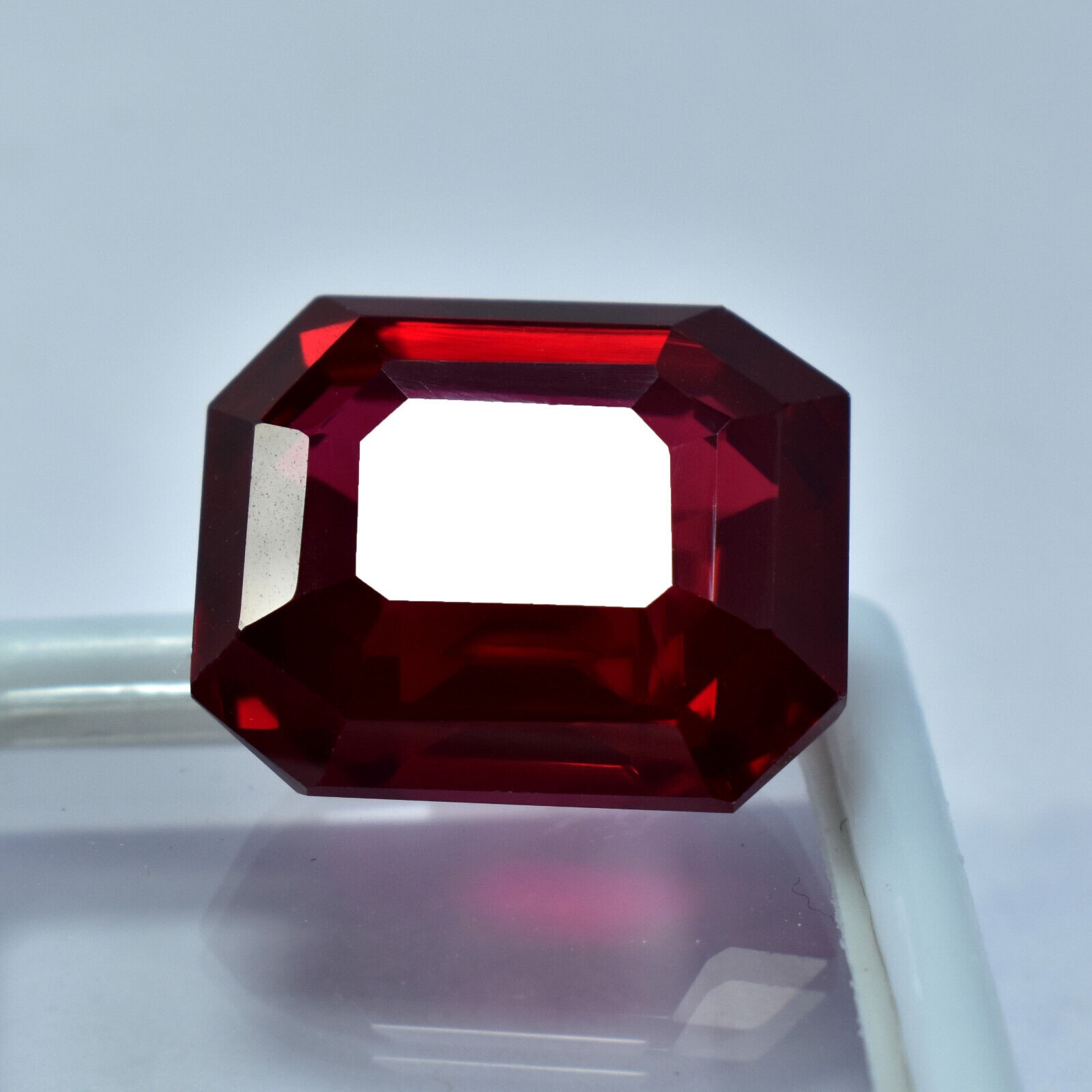 Natural 26.55 Ct Bloody Red Ruby Emerald Cut CERTIFIED Loose Gemstone