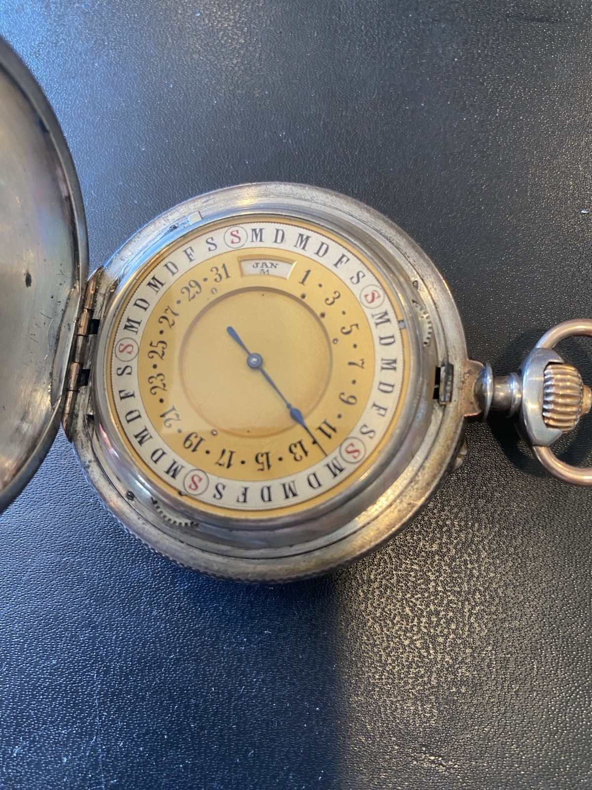 Late 19th Cent, Silver Calendrier Bréveté Moonphase Pocketwatch.