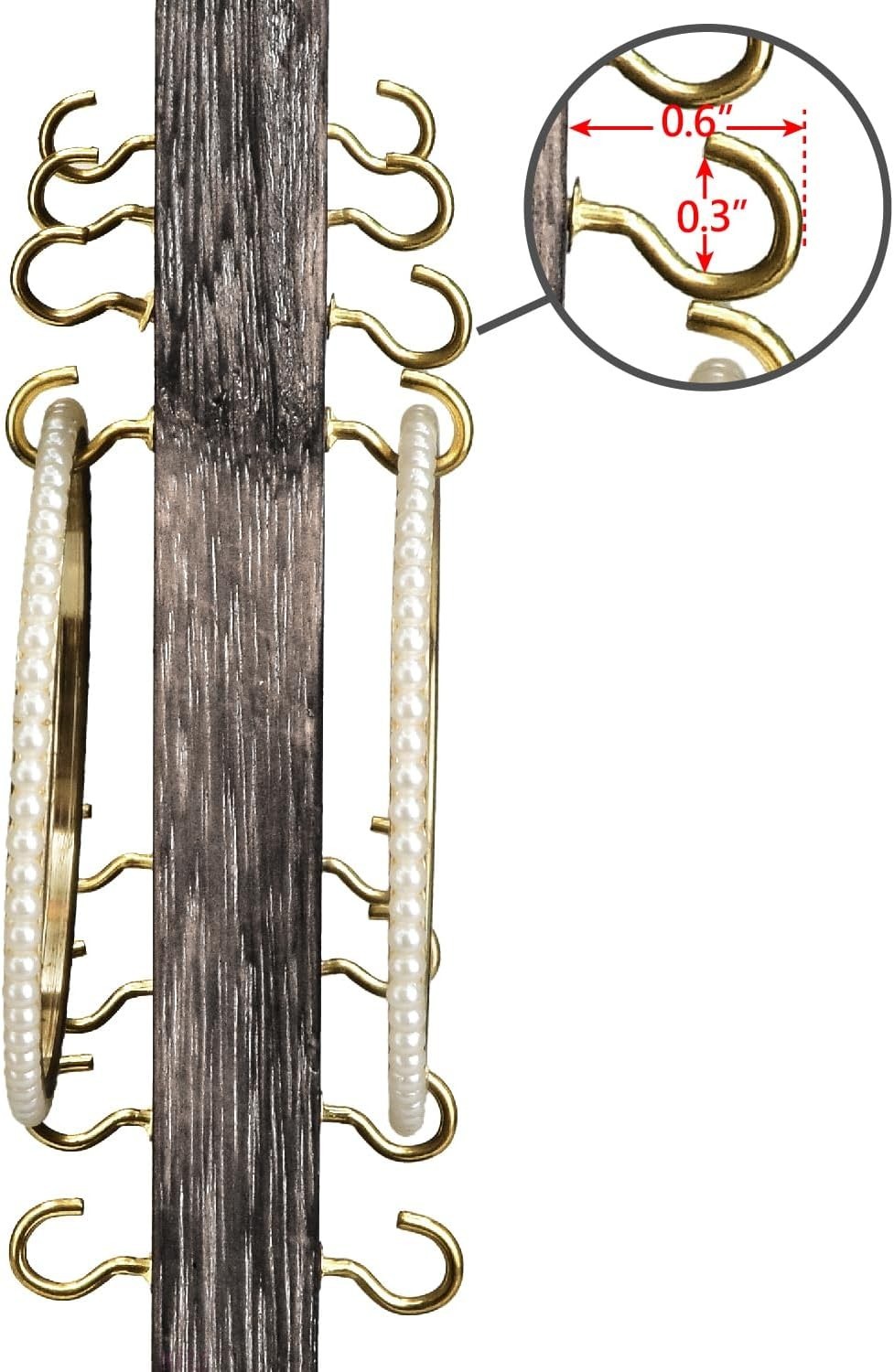 Elegant Wood Rotating Two-Sided Jewelry Display with 32 Hooks in Coffee Finish