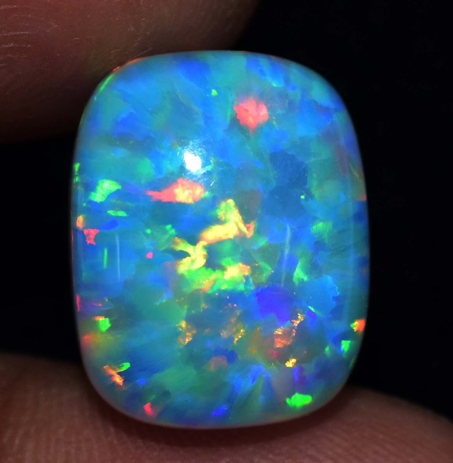 Natural Ethiopian Fire Opal 12.15CT Certified Play Of Color 16 X 11 MM Gemstone