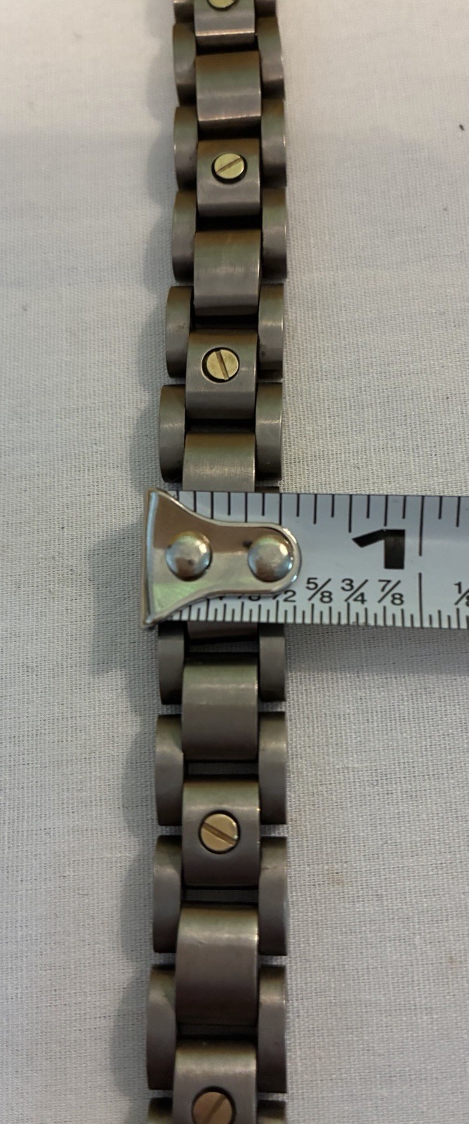 Men’s Titanium w/ 14K Gold Screws & Fold-over Box Clasp 8.25” Bracelet
