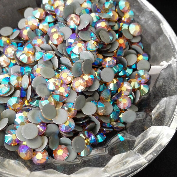 1440pcs HotFix Rhinestone Light Topaz AB Flatback Iron-On Beads Charm ss10 3mm