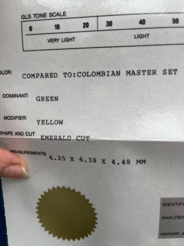 ..#5 GLS Certified Natural Columbian Emerald 1.24 Ct Loose Gemstone Cert:569105