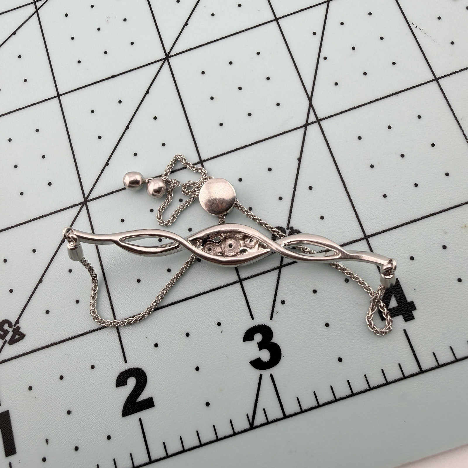 925 Sterling Silver Adjustable Bolo Bracelet Infinity Wave Openwork 5.85g 6”- 8+