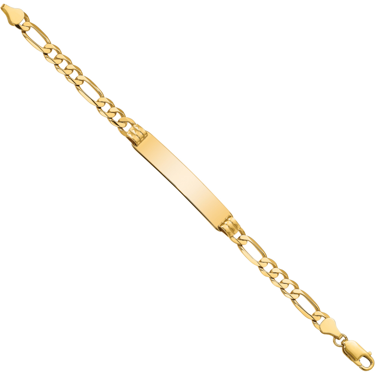 10K Solid Yellow Gold 6.26mm Thick Figaro Chain Link ID Bracelet