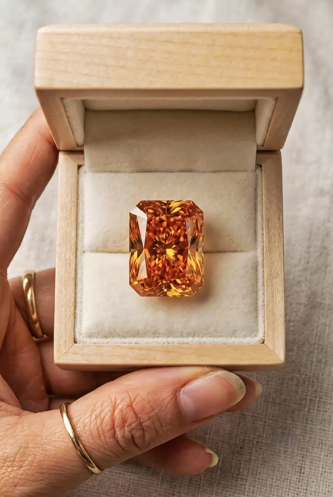 2 CT Radiant Cut Orange Color VVS1 Moissanite Diamond D Grade Gemstone 7x9M