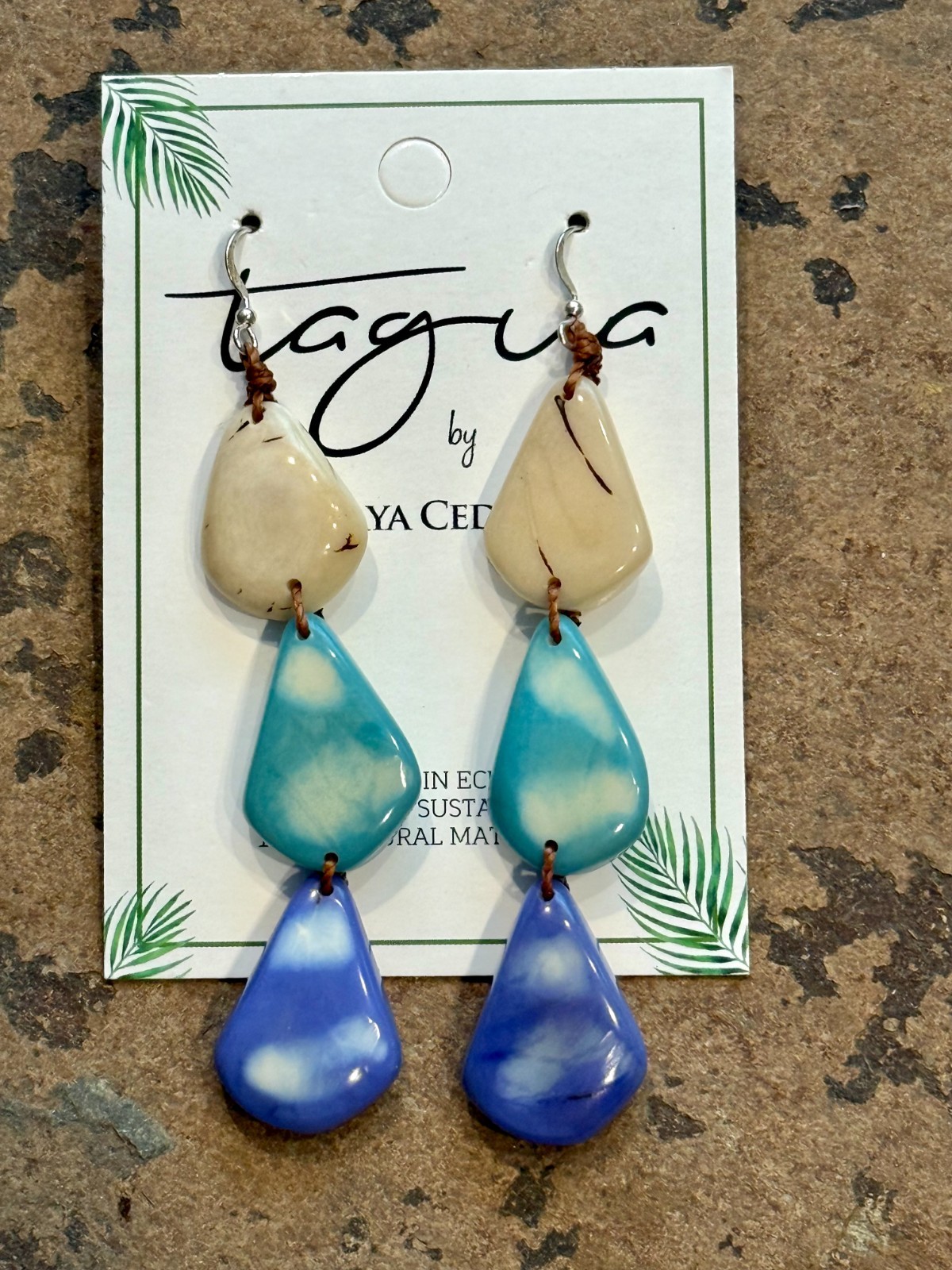 TAGUA NUT “LYS” EARRINGS ORGANIC ARTISAN HANDMADE BOHO STATEMENT JEWELRY NEW #1
