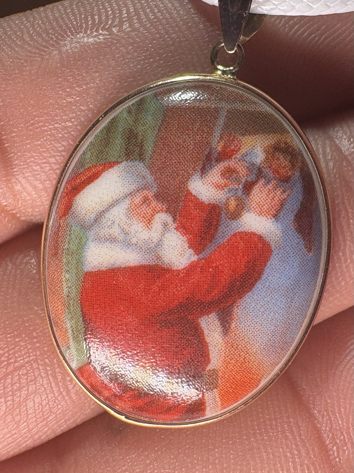 14K Yellow Gold Santa Pendant Night Before Christmas Quote 34mm 2.8mmB 3.0G MC