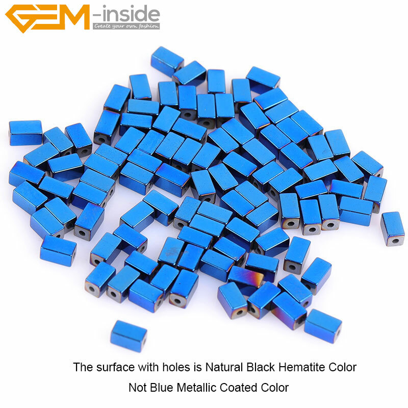 Blue Metallic Coated Hematite Spacer Beads Stone Jewelry Making Non-magnetic