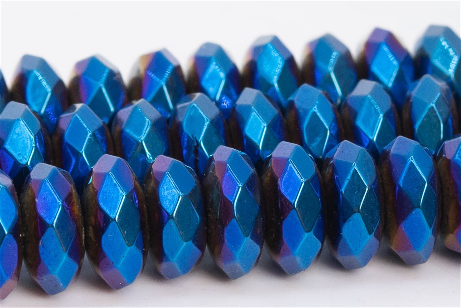 7x3MM Natural Blue Hematite Beads Grade AAA Faceted Rondelle Loose Beads 15″