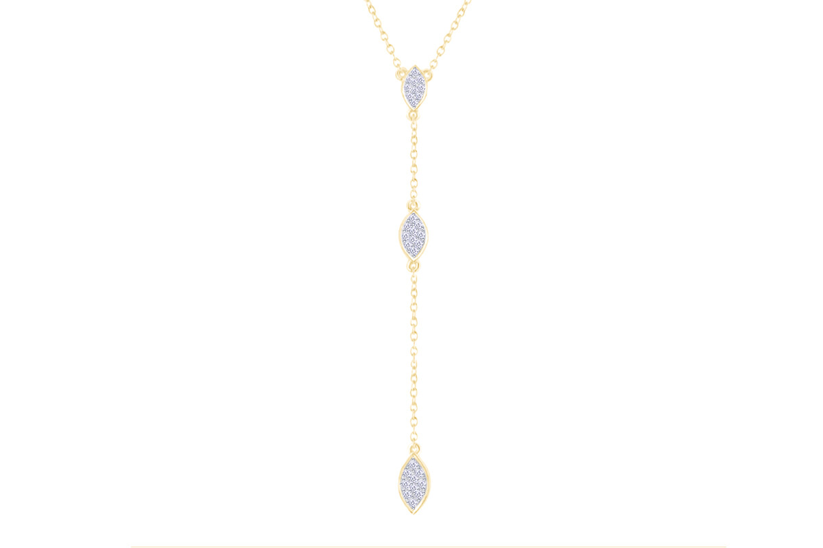 1/9 Ct Round Real Diamond Long Lariat Y Drop Pendant Necklace Sterling Silver