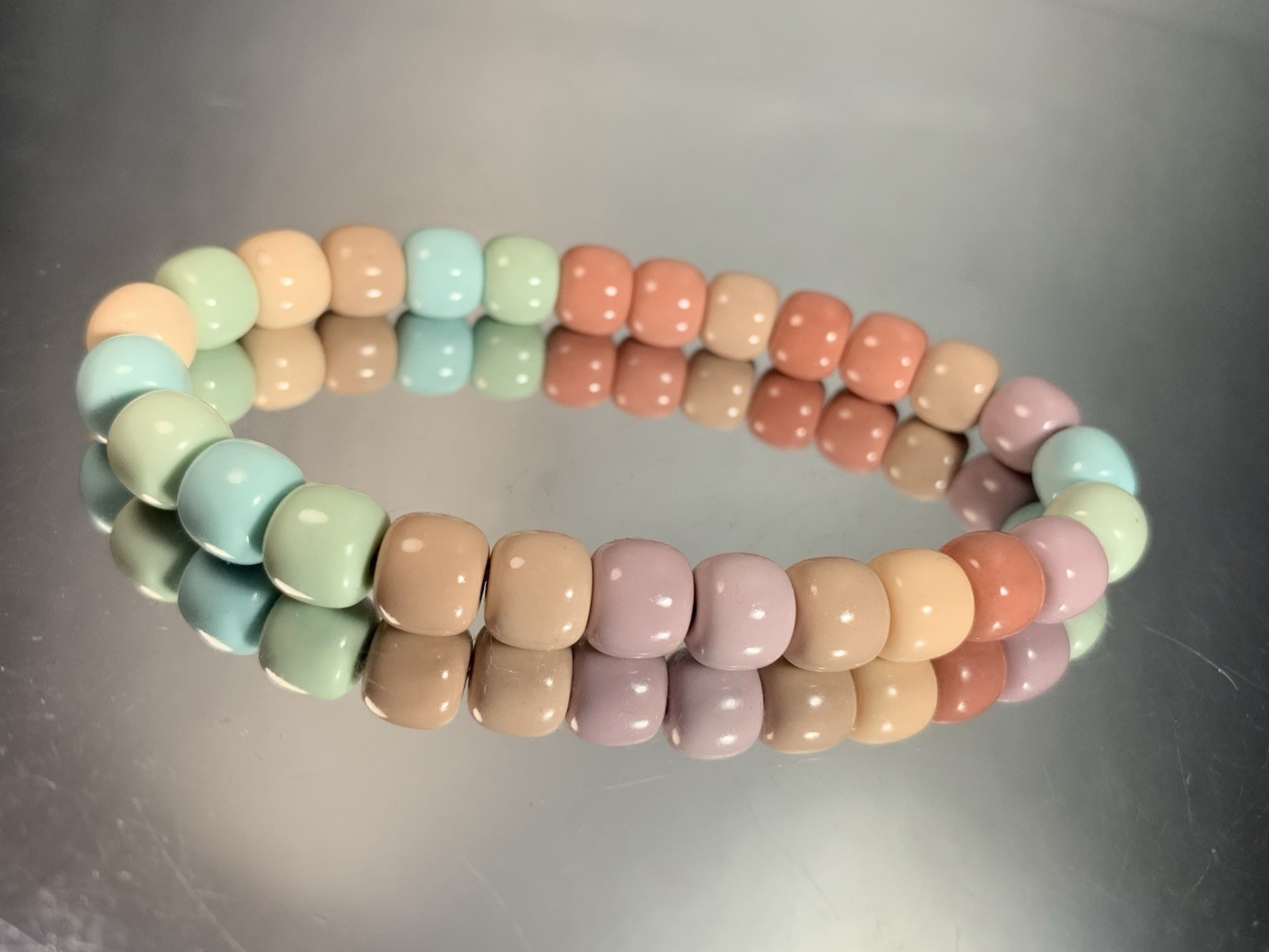7.6mm Natural Magnesite Bracelet / Rainbow-Coated