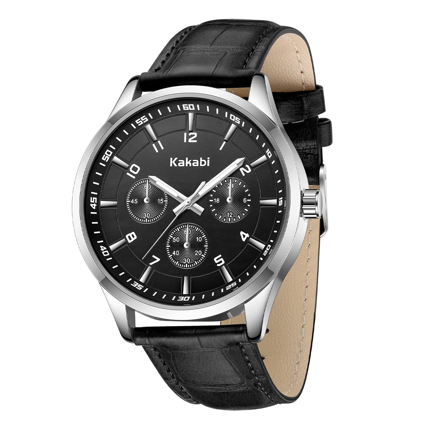 Kakabi Watches for Men, 45mm Large Face Business Casual K7602S-AllBlack