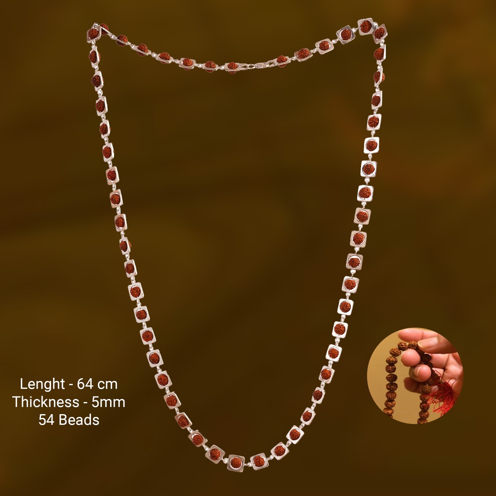 925 Solid Silver fancy Rudraksha Mala Used for Jaap or Wear Handmade Mala