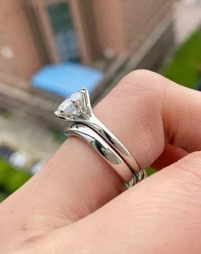 2Ct Round Cut Lab Created Diamond 14K White Gold FN Engagement Ring Set
