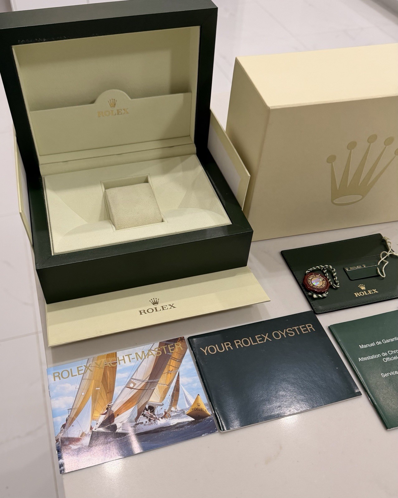 GENUINE Rolex Gold Yacht Master 16628 watch Box Booklets Tag SET Mid 2000s -2011