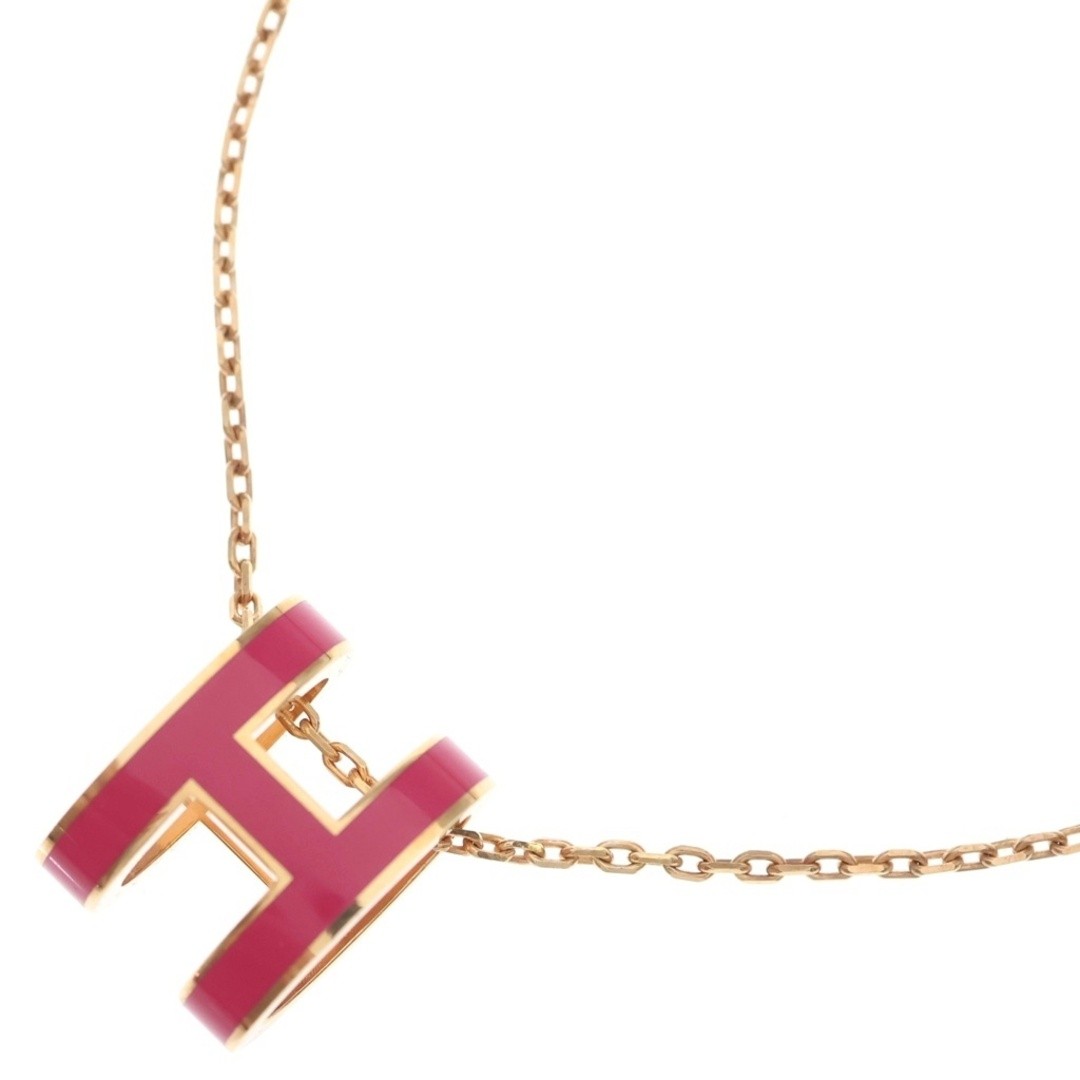 HERMES Pop Ash H Logo Enamel Necklace Pink Gold Box Used 68c6663a533e7348750a781