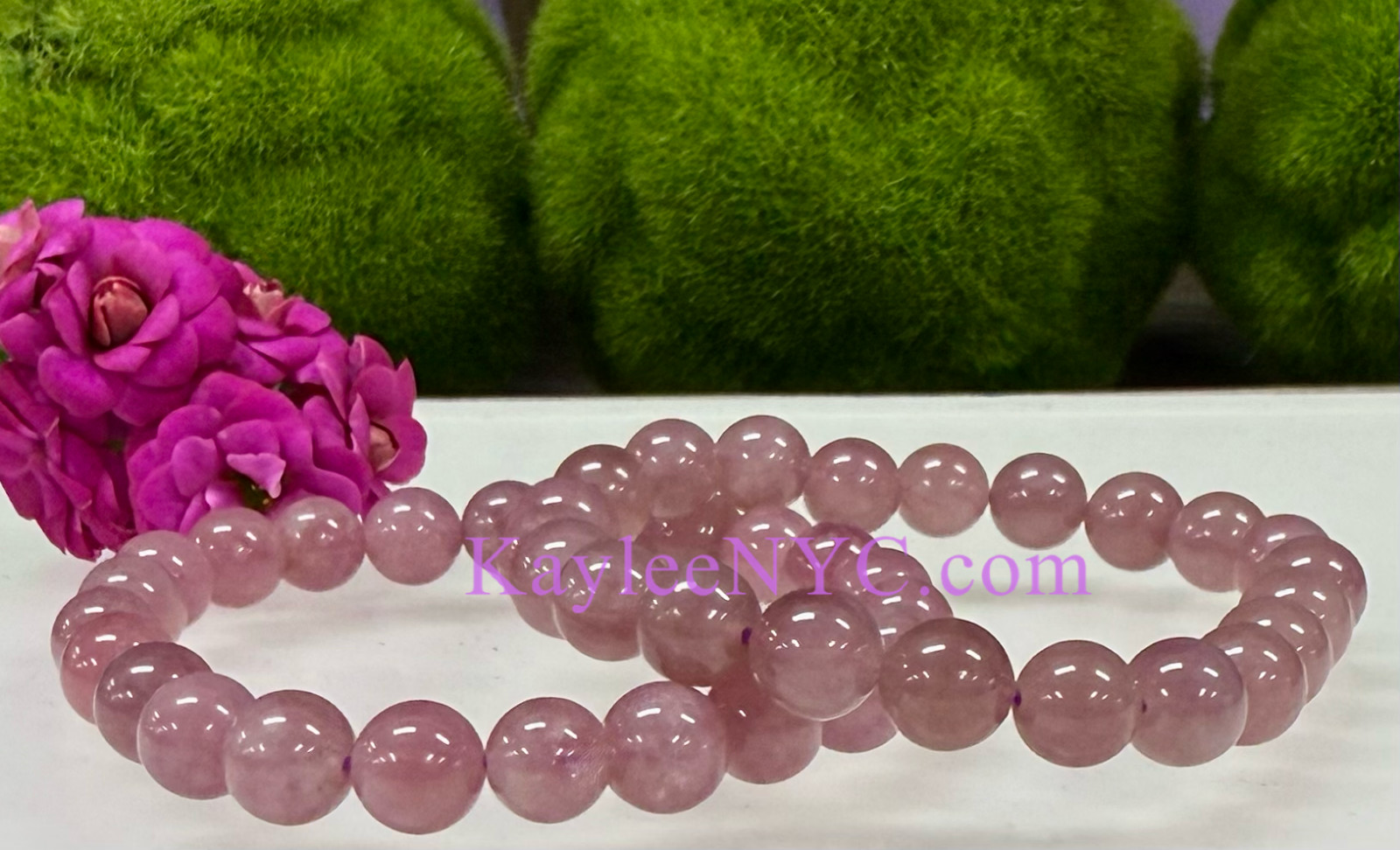 Wholesale 6 Pcs Natural Purple Rose Quartz 8mm 7.5” Crystal Stretch Bracelet