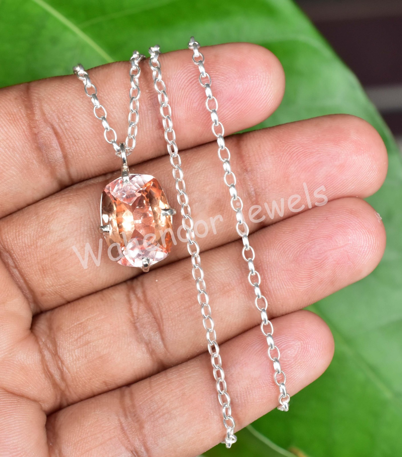 Rare 12 Ct Natural Imperial Topaz Cushion 925 Sterling Silver Pendant Certified