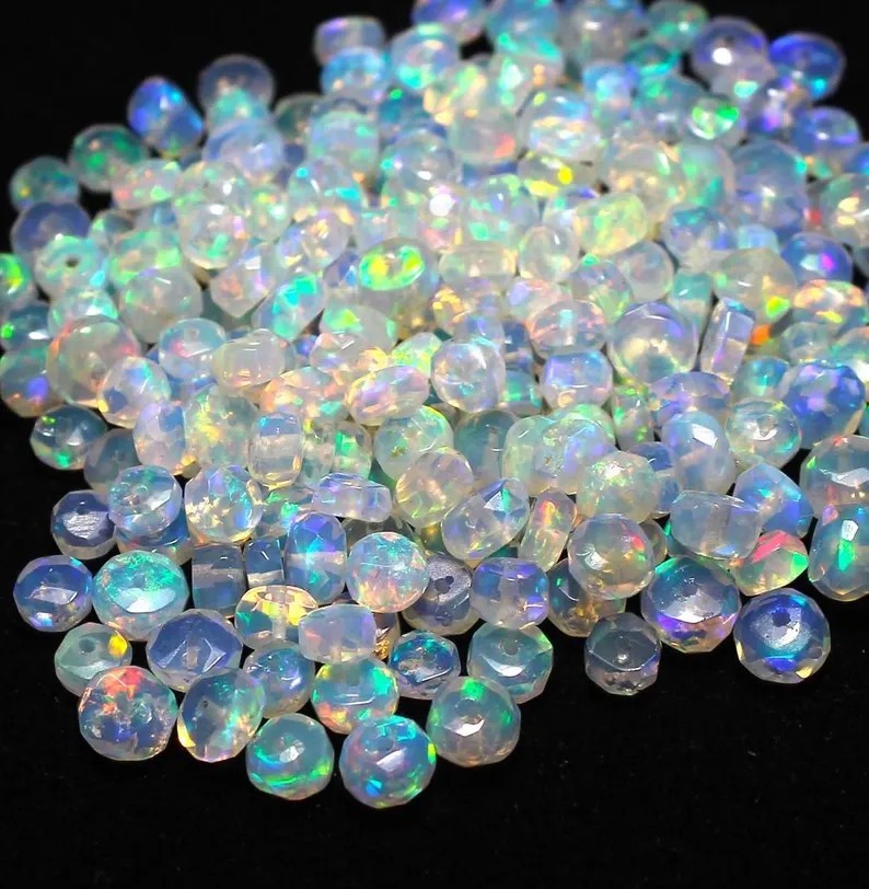 2-3mm Natural Welo Ethiopian Fire Opal Faceted Roundell Loose Beads Gemstone
