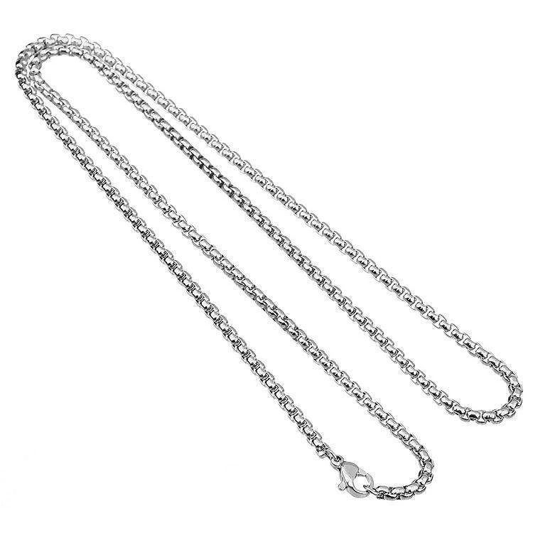 18K White Gold Filled Tarnish-Free Italian 28 inch 3mm Round Box Chain Necklace