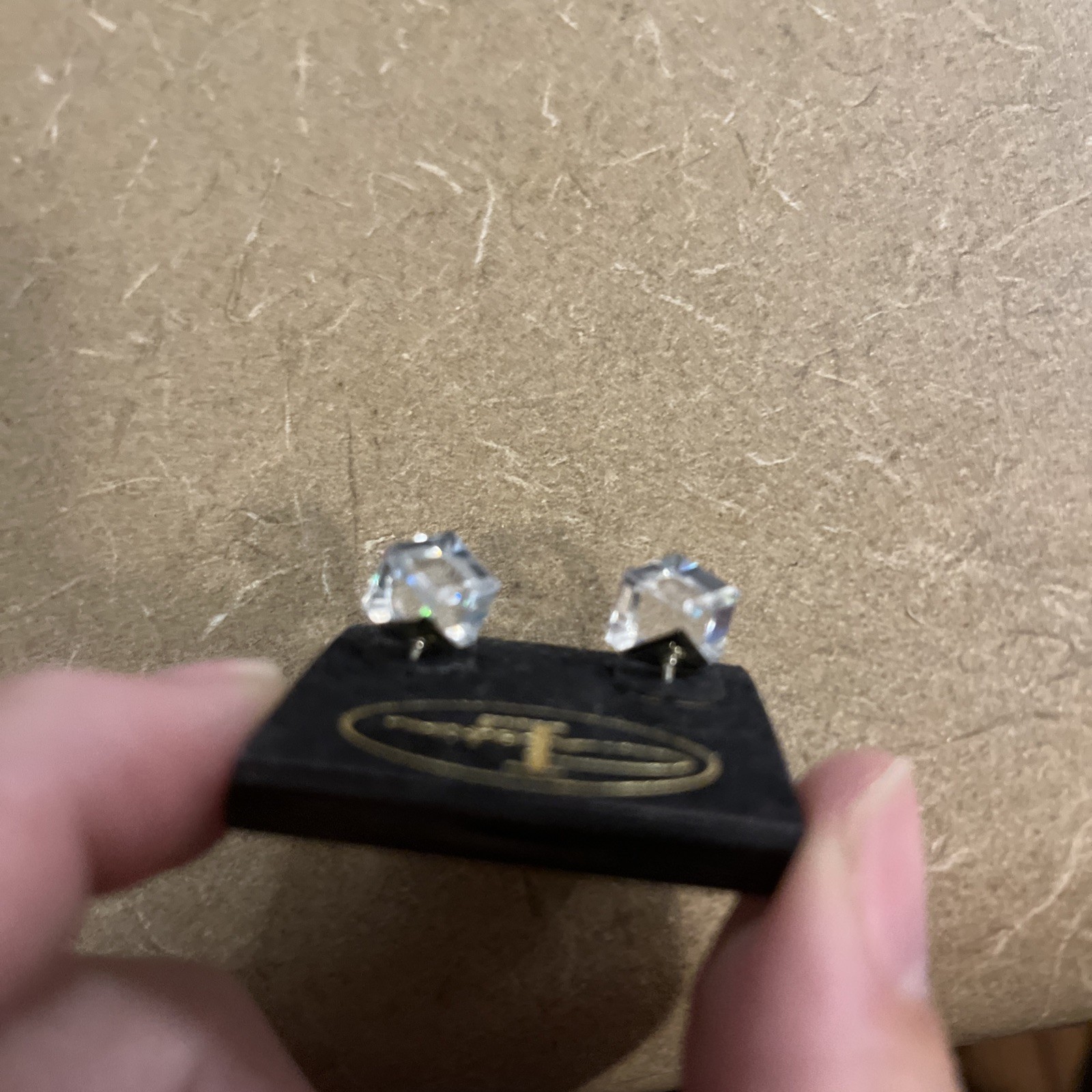 L Creation Crystal Disco Cube Aurora Borealis Stud Earrings Rainbow NY Eve 7mm