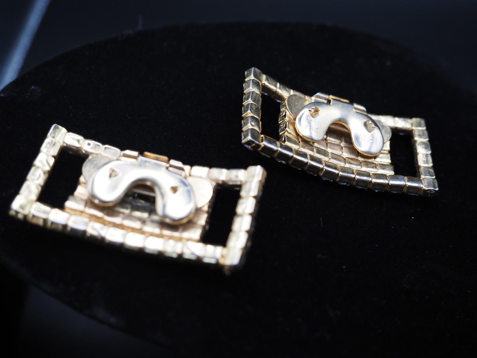 Vintage Rhinestone Shoe Clips Gold Tone Pair Bridal Wedding Dress Shoe Buckles