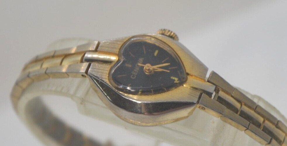Genova Windup Heart watch, runs good with safety chain 6.75” Wrist ”GUARANTEED