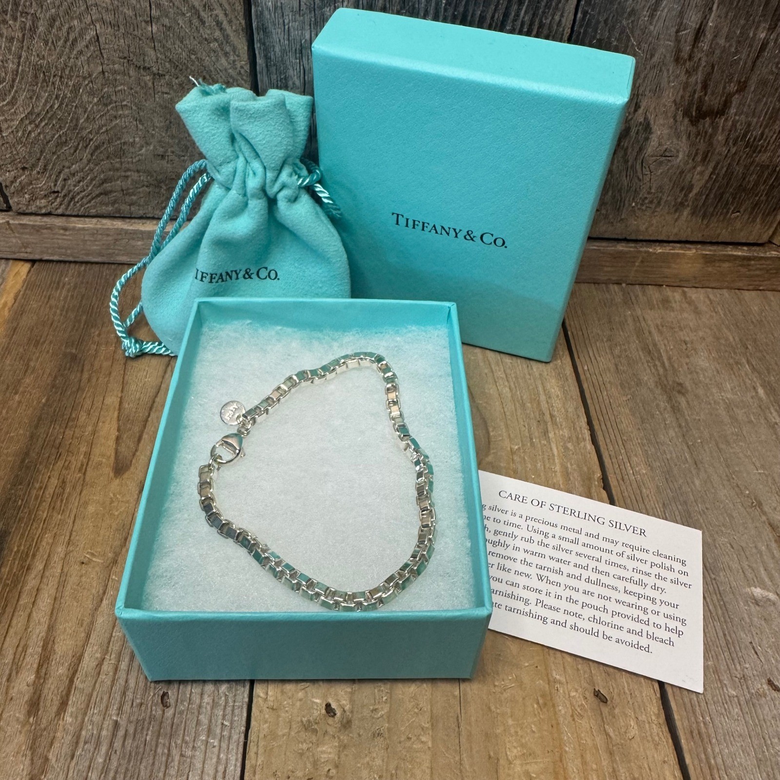 Tiffany & Co. Venetian Link Chain Bracelet 925 Sterling Silver 7.5″ Unisex NWOT