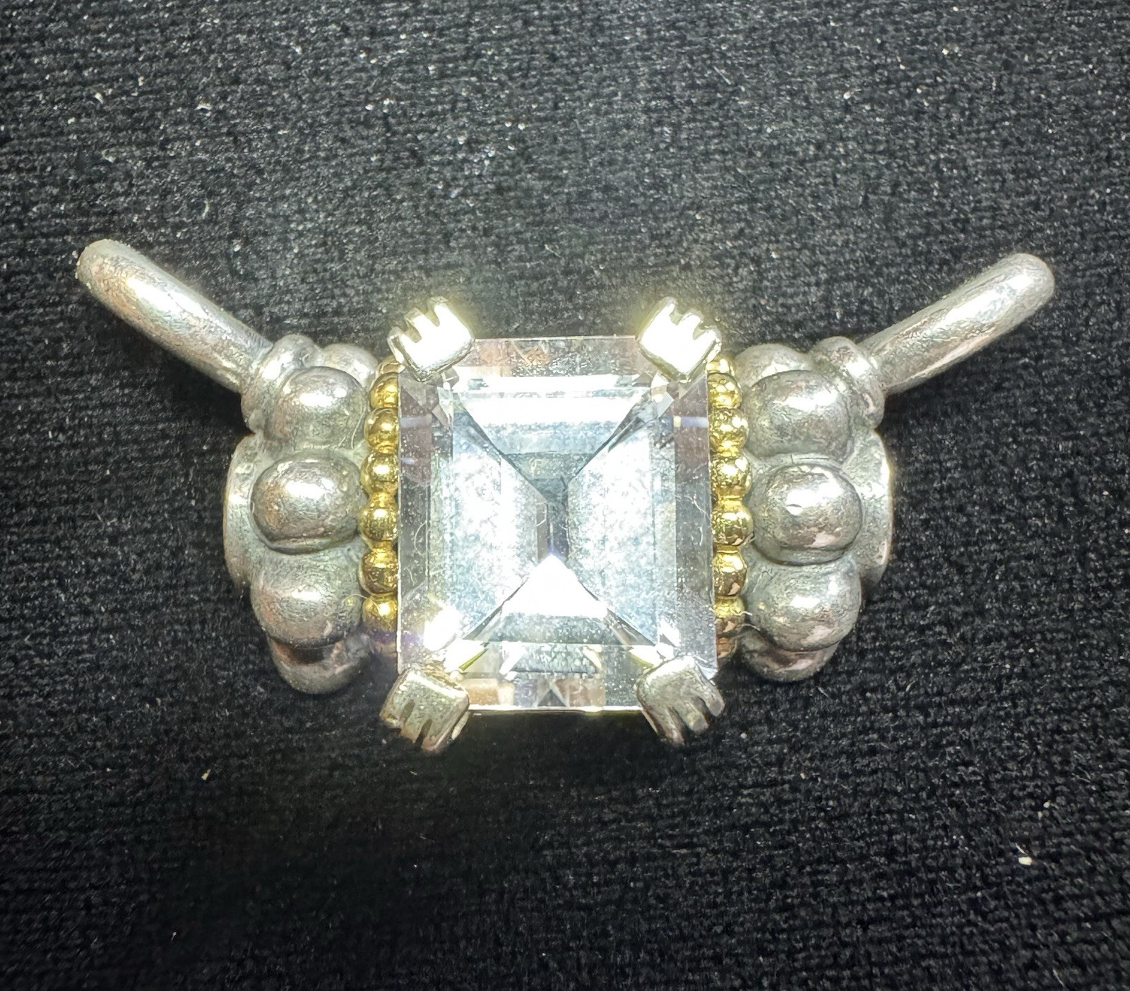 Lagos Caviar 925 Sterling 18K Gold White Topaz Enhancer Pendant 9.5 Grams