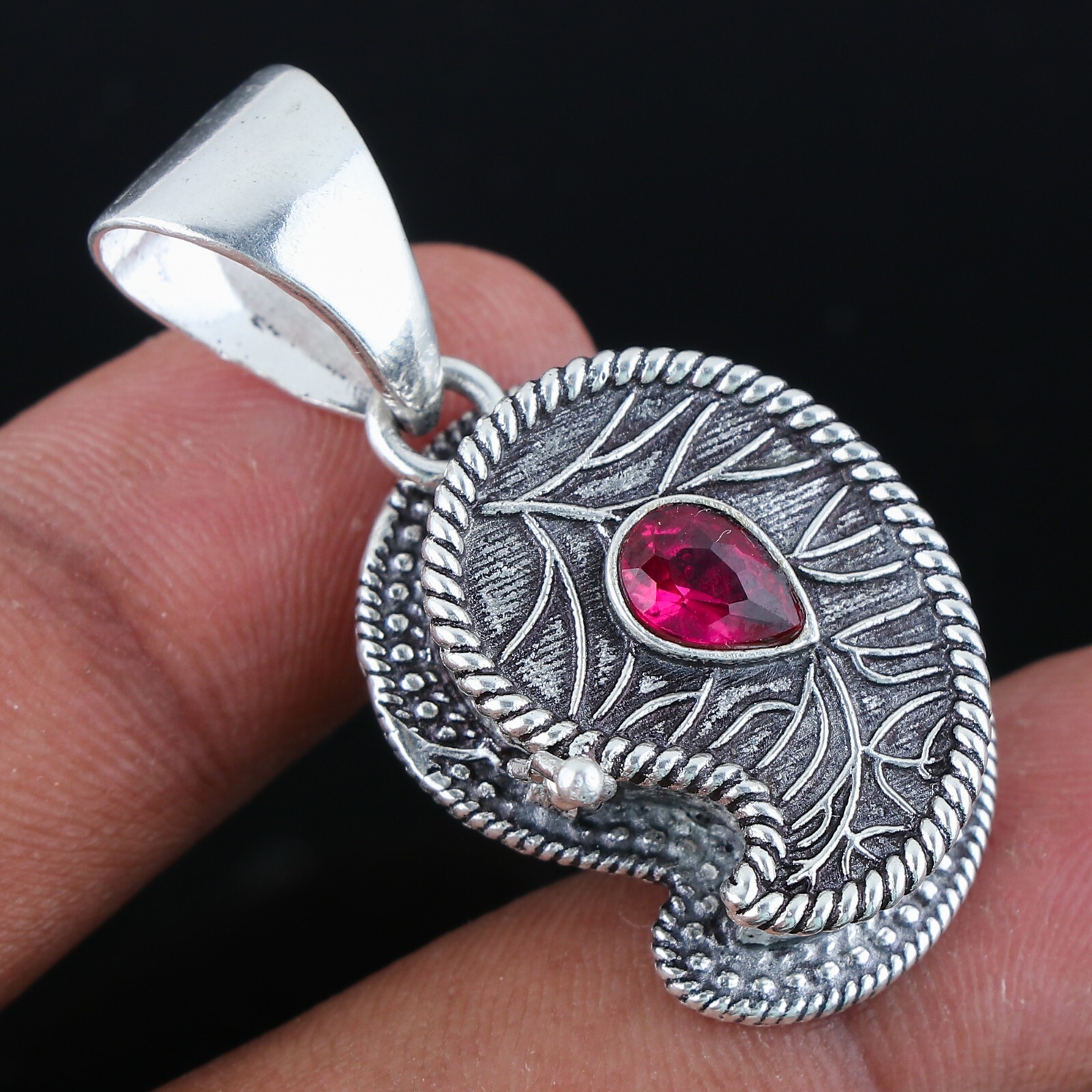 Pink Rubellite Gemstone Handmade Poison Box Pendant,925 Sterling Silver Pendant