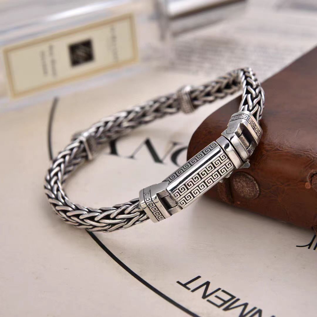 18/20/22cm Silver Plated Bangle Bracelet Chain Popular Vintage Jewelry Mens HOT