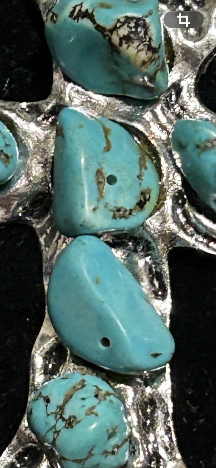 Artisan Handmade Silver Solder Turquoise Stones LCross Pendant 2 1/2”