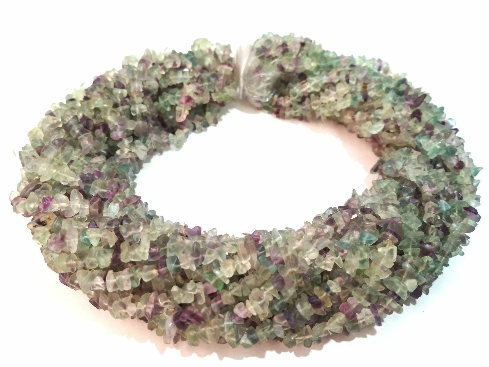 1-5 Strand Natural Multi Fluorite Smooth Chips Nuggets 4-6mm Loose Beads 34″inch