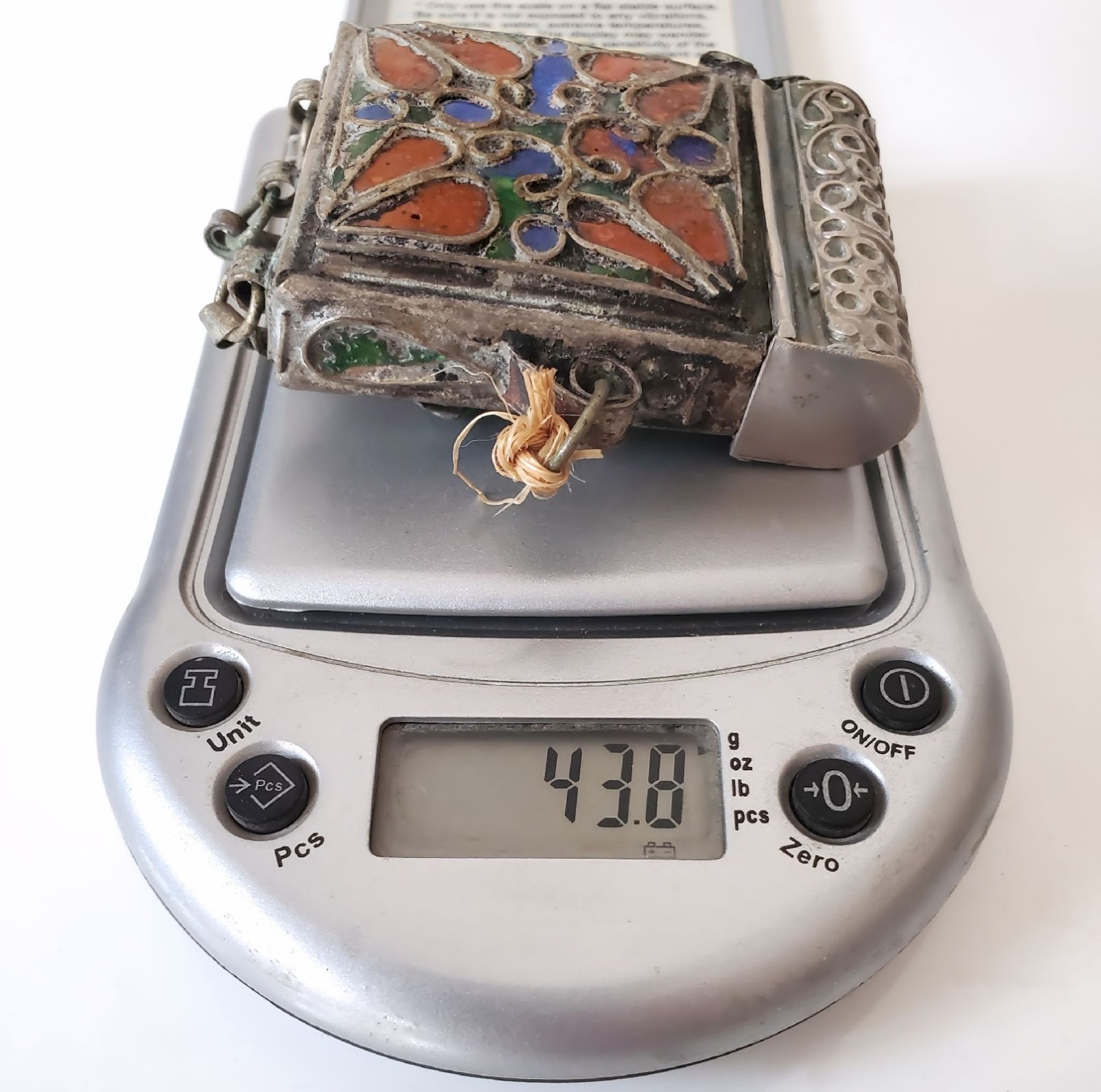 Vintage 1970s Moroccan Berber Hirz Prayer Box Pendant Cloisonne Enamel Locket