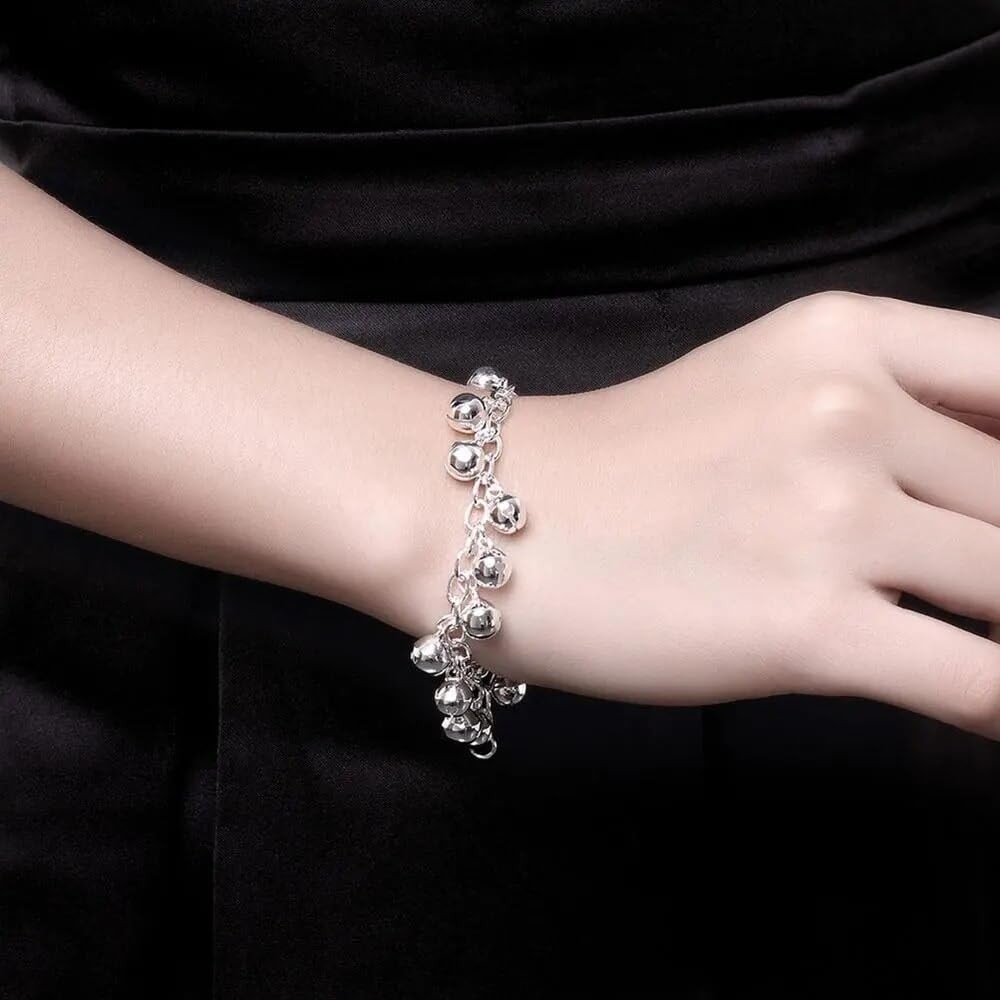 New 925 Sterling Silver Adjustable Bells Chain Bracelet/Anklet Sounds Bead Chain