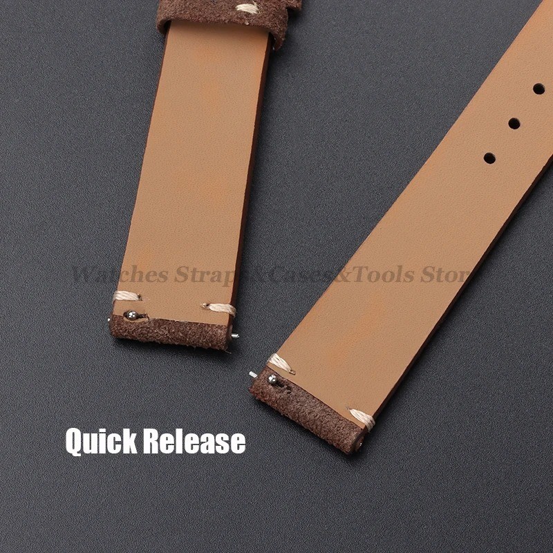 18 19 20 21 22 MM Soft Suede Leather Vintage Strap Watch Band Quick Release