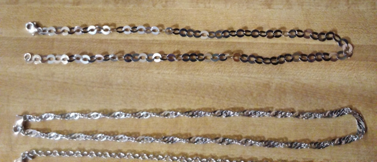3 BRONZE MILOR Chain Necklace LOT 20″ ITALY SHINY Silver Signd Diff link Jewelry