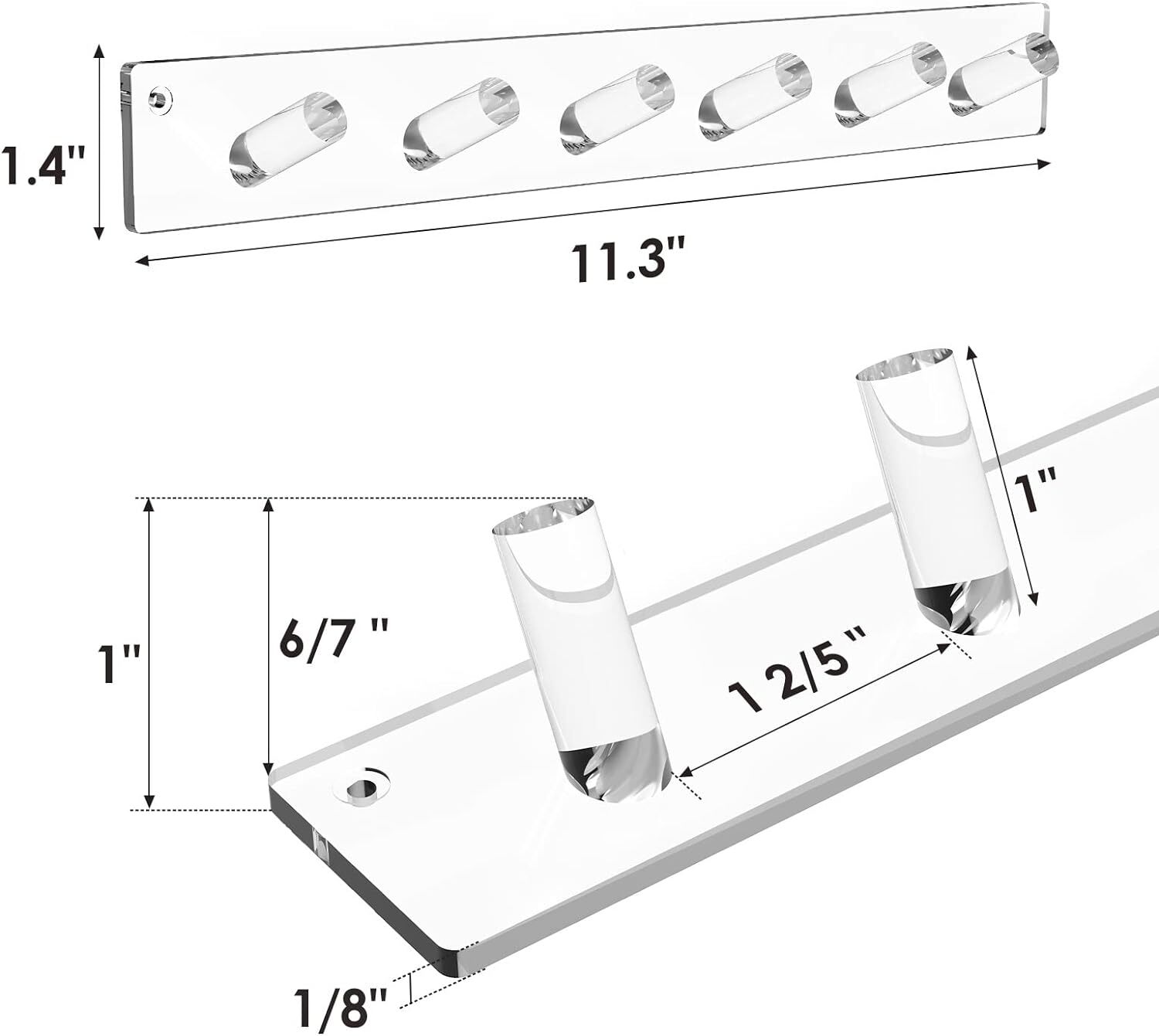 MaxGear Acrylic Necklace Holder 2 Pack, Wall 1″D x 11.3″W x 1.4″H, Clear