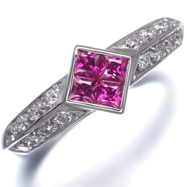 Ruby 0.31ct Diamond 0.20ct Ring 900 Platinum